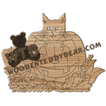 Pumpkin & Cat #2 ** | Fretwork Scroll Saw Pattern | Wooden Teddy Bear