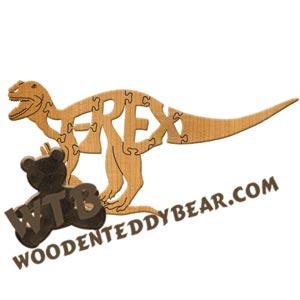 Puzzles T-Rex wth prey fretwork scroll saw pattern | The Wooden Teddy Bear