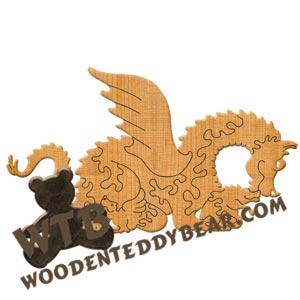 Puzzles Dragon with hatchlings fretwork scroll saw pattern | The Wooden Teddy Bear