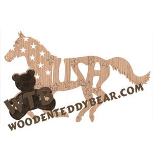 Horses USA in running horse fretwork scroll saw pattern | The Wooden Teddy Bear