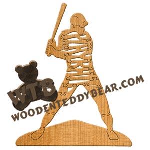 Puzzles Play Ball baseball player fretwork scroll saw pattern | The Wooden Teddy Bear