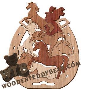 Horses in a Horseshoe Puzzle fretwork scroll saw pattern | The Wooden Teddy Bear