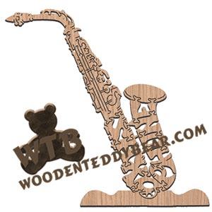 Saxophone (#2) fretwork scroll saw pattern | The Wooden Teddy Bear