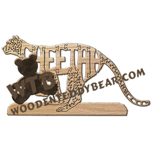 Cheetah (running) - detailed | Fretwork Scroll Saw Pattern | Wooden Teddy Bear