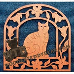 Cat & Flowers fretwork scroll saw pattern | The Wooden Teddy Bear