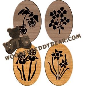 Oval Flower Plaques #1 fretwork scroll saw pattern | The Wooden Teddy Bear