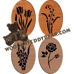 Oval Flower Plaques #2 fretwork scroll saw pattern | The Wooden Teddy Bear