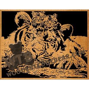 Kittens & Tiger fretwork scroll saw pattern The Wooden Teddy Bear