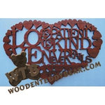 Love Is Patient fretwork scroll saw pattern | The Wooden Teddy Bear