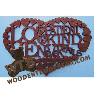 Love Is Patient fretwork scroll saw pattern | The Wooden Teddy Bear