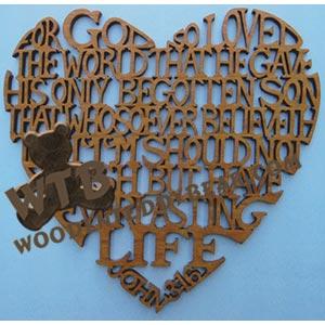 John 3:16 Heart fretwork scroll saw pattern | The Wooden Teddy Bear