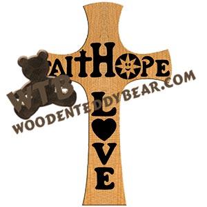 Faith-Hope-Love Cross fretwork scroll saw pattern | The Wooden Teddy Bear