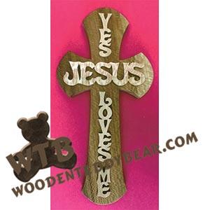Yes Jesus Loves Me Cross fretwork scroll saw pattern | The Wooden Teddy Bear
