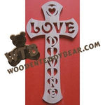 Love Divine Cross | Fretwork Scroll Saw Pattern | Wooden Teddy Bear