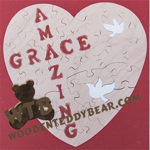 Amazing Grace Puzzle | Fretwork Scroll Saw Pattern | Wooden Teddy Bear