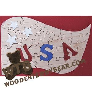 USA Puzzle | Fretwork Scroll Saw Pattern | Wooden Teddy Bear