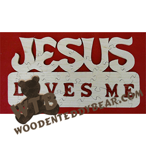 Jesus Loves Me Puzzle | Fretwork Scroll Saw Pattern | Wooden Teddy Bear