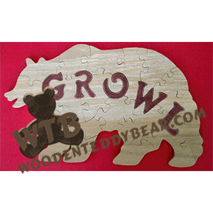 Growl Puzzle | Fretwork Scroll Saw Pattern | Wooden Teddy Bear