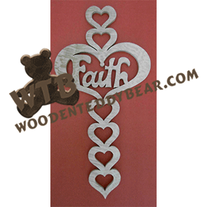 Faith Heart Cross | Fretwork Scroll Saw Pattern | Wooden Teddy Bear