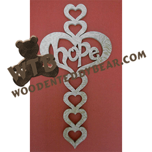 Hope Heart Cross | Fretwork Scroll Saw Pattern | Wooden Teddy Bear