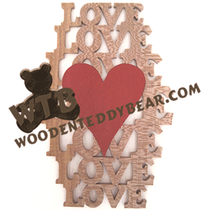 Love with Heart | Fretwork Scroll Saw Pattern | Wooden Teddy Bear