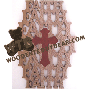 Faith with Cross | Fretwork Scroll Saw Pattern | Wooden Teddy Bear