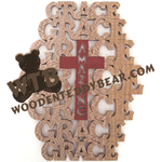 Grace with Amazing Cross | Fretwork Scroll Saw Pattern | Wooden Teddy Bear