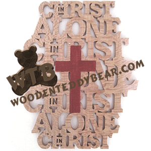 In Christ Alone with Cross | Fretwork Scroll Saw Pattern | Wooden Teddy Bear