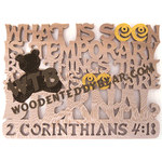 2 Corinthians 4:18 | Fretwork Scroll Saw Pattern | Wooden Teddy Bear