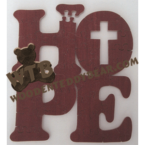 Hope Puzzle | Fretwork Scroll Saw Pattern | Wooden Teddy Bear