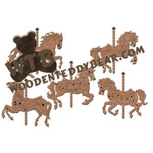 Carousel Horses Ornaments fretwork scroll saw pattern | The Wooden Teddy Bear