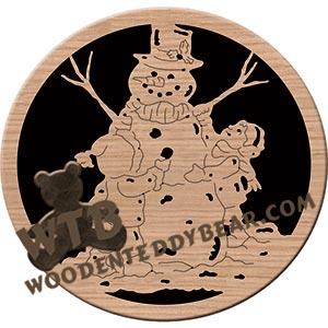 Children Building a Snowman fretwork scroll saw pattern | The Wooden Teddy Bear