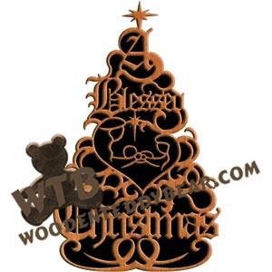 A Blessed Christmas Tree fretwork scroll saw pattern |The Wooden Teddy Bear