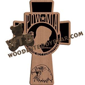 POW-MIA Cross with Eagle fretwork scroll saw pattern |The Wooden Teddy Bear