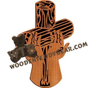 Log Cross with Hands fretwork scroll saw pattern |The Wooden Teddy Bear