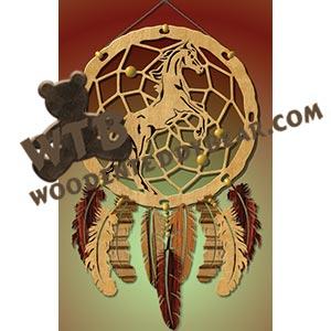 Dreamcatcher with Rearing Horse fretwork scroll saw pattern |The Wooden Teddy Bear