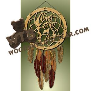 Dreamcatcher with Wolf #1 fretwork scroll saw pattern |The Wooden Teddy Bear