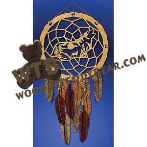 Dreamcatcher with Wolf #2 fretwork scroll saw pattern |The Wooden Teddy Bear