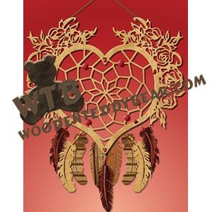 Dreamcatcher Heart with Roses fretwork scroll saw pattern |The Wooden Teddy Bear