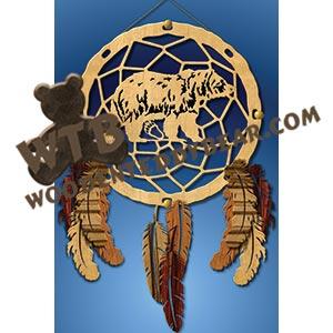 Dreamcatcher with Grizzly Bear #2 fretwork scroll saw pattern |The Wooden Teddy Bear