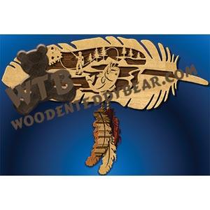 Feather with Fishing Scene fretwork scroll saw pattern |The Wooden Teddy Bear