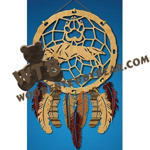 Dreamcatcher with Running Wolf fretwork scroll saw pattern |The Wooden Teddy Bear