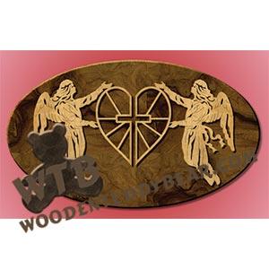 Cross Heart with Angels fretwork scroll saw pattern |The Wooden Teddy Bear