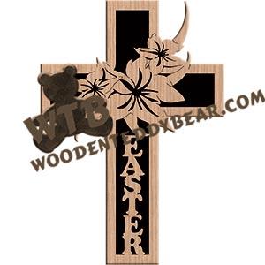 Cross Easter Lilies fretwork scroll saw pattern |The Wooden Teddy Bear