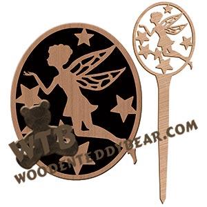 Fairy Plaque with Garden Stake #1 fretwork scroll saw pattern |The Wooden Teddy Bear