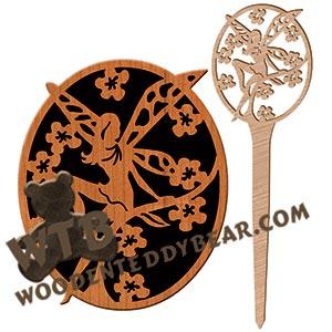 Fairy Plaque with Garden Stake #2 fretwork scroll saw pattern |The Wooden Teddy Bear