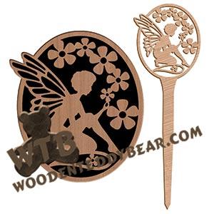 Fairy Plaque with Garden Stake #3 fretwork scroll saw pattern |The Wooden Teddy Bear