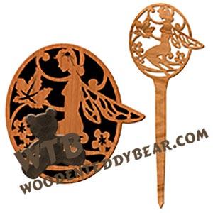 Fairy Plaque with Garden Stake #4 fretwork scroll saw pattern |The Wooden Teddy Bear