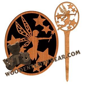 Fairy Plaque with Garden Stake #5 fretwork scroll saw pattern |The Wooden Teddy Bear