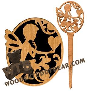 Fairy Plaque with Garden Stake #6 fretwork scroll saw pattern |The Wooden Teddy Bear